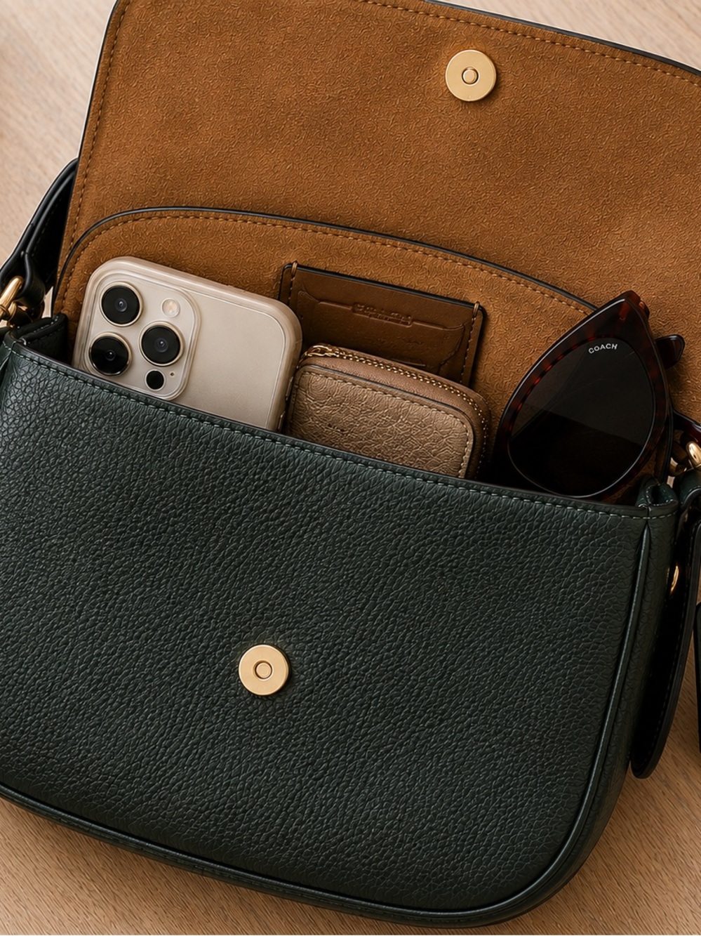 Coach Pebbled Leather Crossbody Bag | Forest Green|Gold Hardware|Excellent Condi - Picture 11 of 15